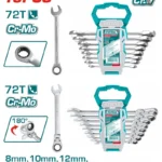 JUEGO DE LLAVES COMBINADAS RACHET 16 PIEZAS THT103RK166 TOTAL TOOLS