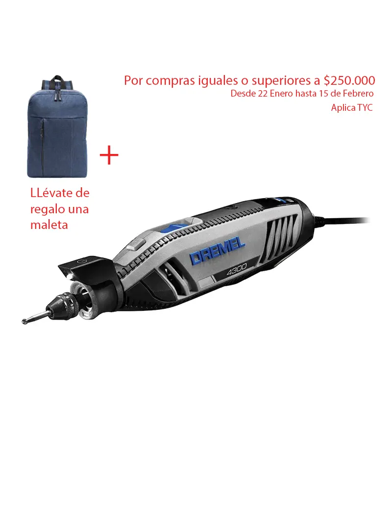 Mototool Dremel 4300 con 5 Aditamentos + 40 Accesorios Mototool Dremel 4300 con 5 Aditamentos + 40 Accesorios