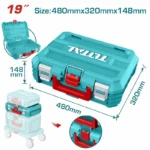 caja de herramientas plástica apilable 19 x 12.5 x 5/8 pulgadas TOTAL TPBXS102 para almacenamiento y organización