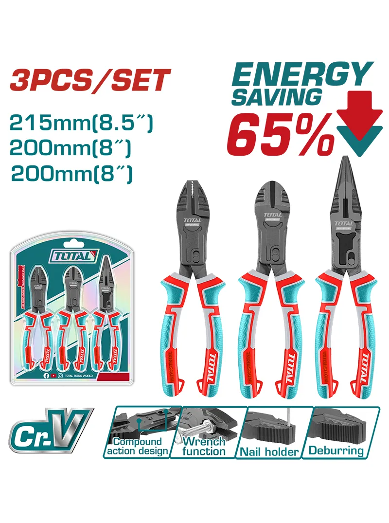 ALICATE CORTAFRIO Y PINZA 3 PIEZAS INDUSTRIAL 8-8-9.12 TOTAL THT2CK231S ALICATE CORTAFRIO Y PINZA 3 PIEZAS INDUSTRIAL 8-8-9.12 TOTAL THT2CK231S