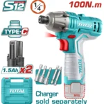 DESTORNILLADOR INALÁMBRICO 12V + 2 BATERÍAS 1.5Ah TOTAL TIRLI12015