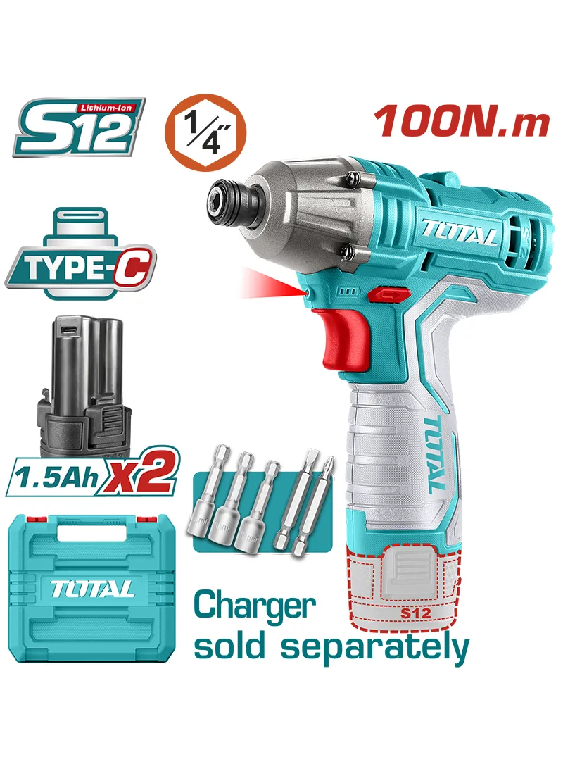 DESTORNILLADOR INALÁMBRICO 12V + 2 BATERÍAS 1.5Ah TOTAL TIRLI12015 DESTORNILLADOR INALÁMBRICO 12V + 2 BATERÍAS 1.5Ah TOTAL TIRLI12015