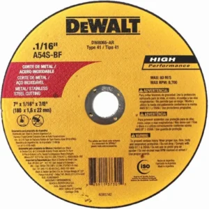 DISCO CORTE ACERO INOXIDABLE T1 7" X 1/16" X 7/8" DEWALT DW8065-AR