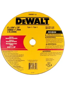 DISCO CORTE ACERO INOXIDABLE T1 9" X 1.9mm DEWALT DW8067LA
