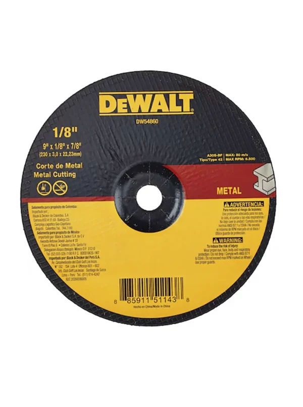 DISCO CORTE METAL T 27 9" X 1/8" DEWALT DW54860