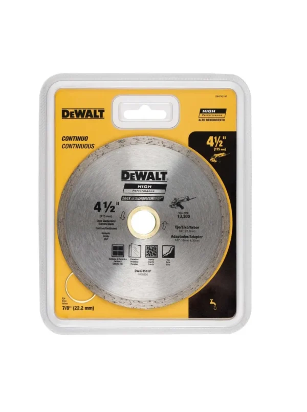 DISCO DIAMANTADO BANDA CONTINÚO MULTIPROPÓSITO 4.1/2" DEWALT DW47451HP