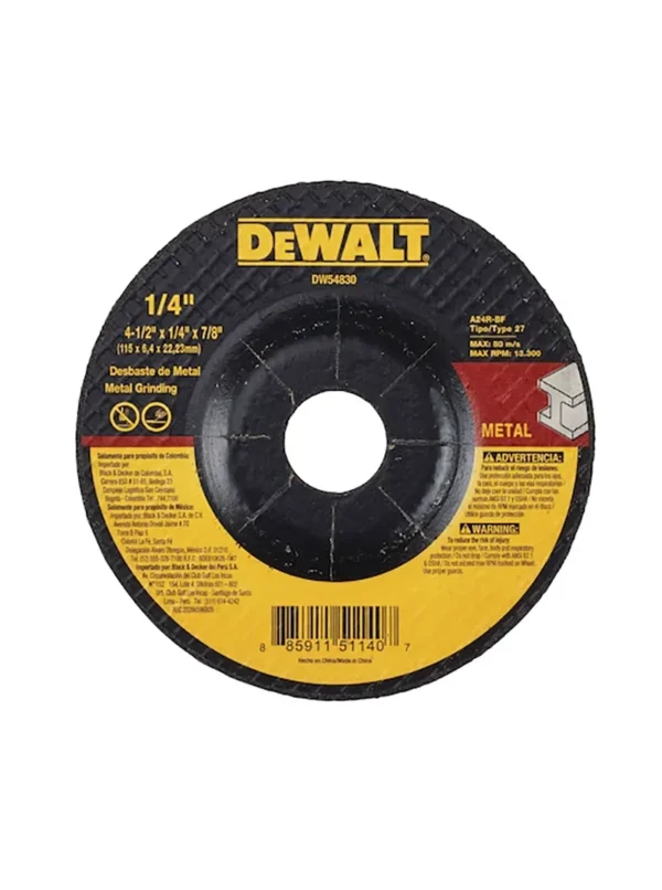 DISCO PARA PULIR METAL T27 4.1/2" X 1/4" DEWALT DW54830