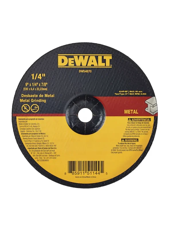 DISCO PARA PULIR METAL T27 9" X 1/4" DEWALT DW54870