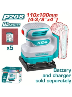 LIJADORA INALÁMBRICA CUADRADA 110mm X 100mm TOTAL TSHSLI2024