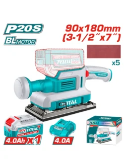 LIJADORA INALÁMBRICA RECTANGULAR 90mm X 180mm + BATERÍA 4 AH TOTAL UTFSLI20313