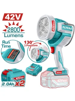 LINTERNA INALÁMBRICA 2800 LUMENS 42V + 2 BATERÍA 2Ah TOTAL UTWLI42896