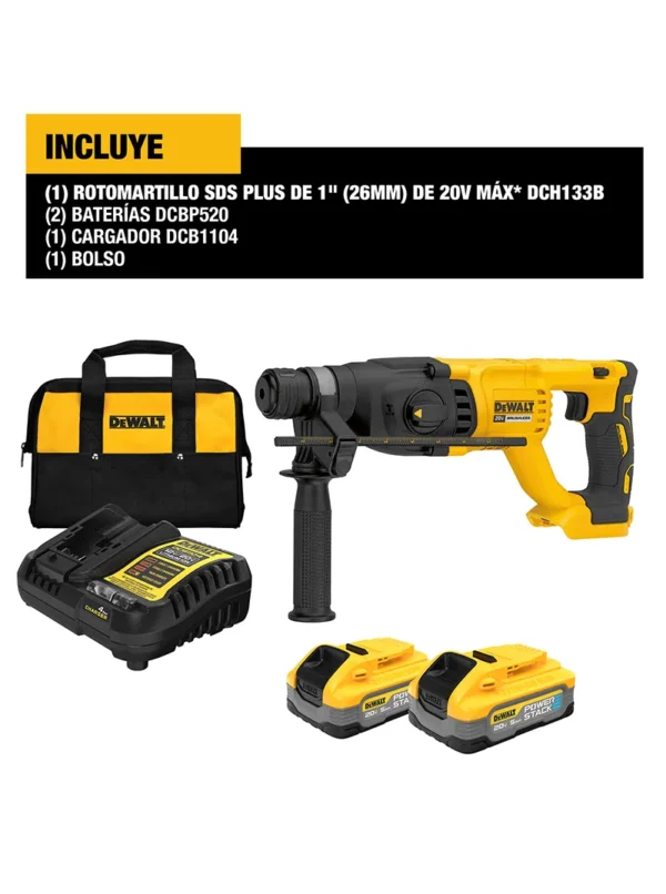 ROTOMARTILLO INALÁMBRICO SDSPLUS 2.6J 2 BATERÍAS 5AH DEWALT DCH133H2-B3