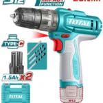 TALADRO INALÁMBRICO PERCUTOR 38 12V + 2 BATERÍAS 1,5Ah TOTAL TIDLI12206