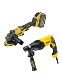 pulidora inalámbrica 60V DeWalt DCG418X2 con 2 baterías y rotomartillo 1 pulgada D25133K-B3