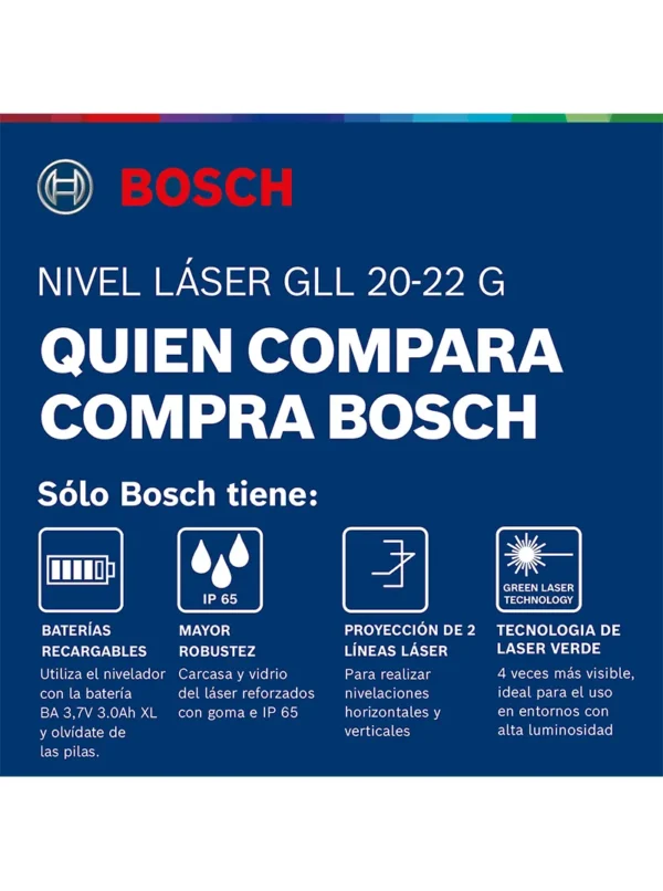NIVEL LASER GLL 20-22 G 20M BASE MAGNETICA BOSCH