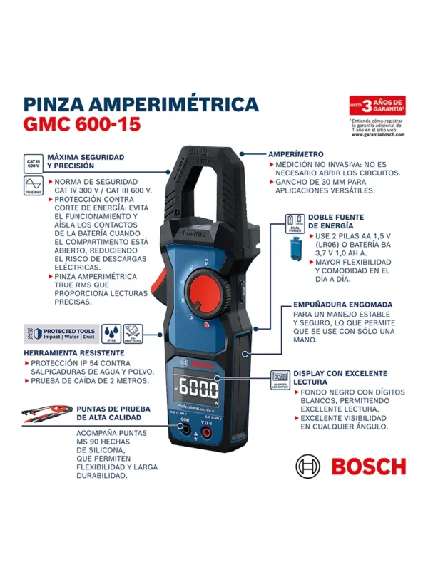 PINZA AMPERIMETRICA BOSCH GMC 600-15