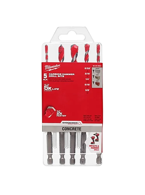 BROCAS TUNGSTENO 532 A 38 5 PIEZAS HEXAGONAL MILWAUKEE 48-20-9051
