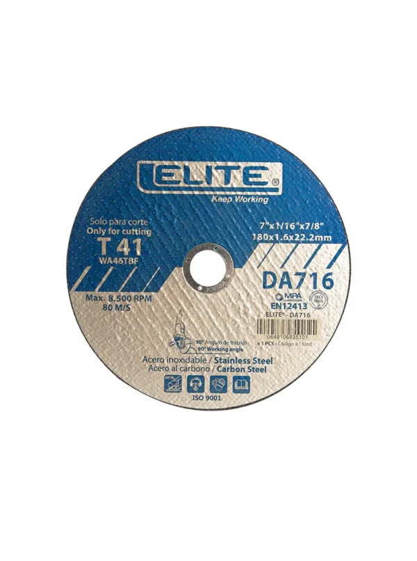 DISCO ABRASIVO DE CORTE 7 X 116 ELITE DA716