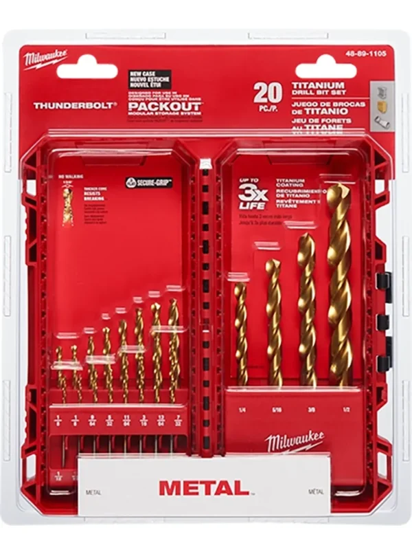 SET DE BROCAS HSS EN TITANIO 20 PIEZAS MILWAUKEE 48-89-1105