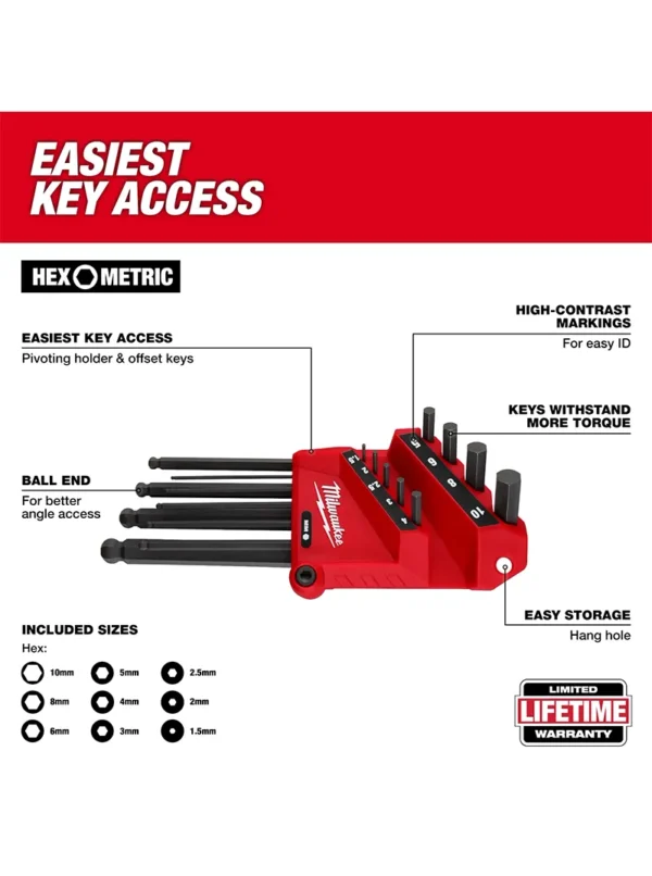 SET DE LLAVES BRISTOL 9 PIEZAS MILWAUKEE 48-22-2186