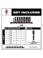 SET LLAVES COPA LARGAS 38 DE IMPACTO 10 A 21mm MILWAUKEE 49-66-7021