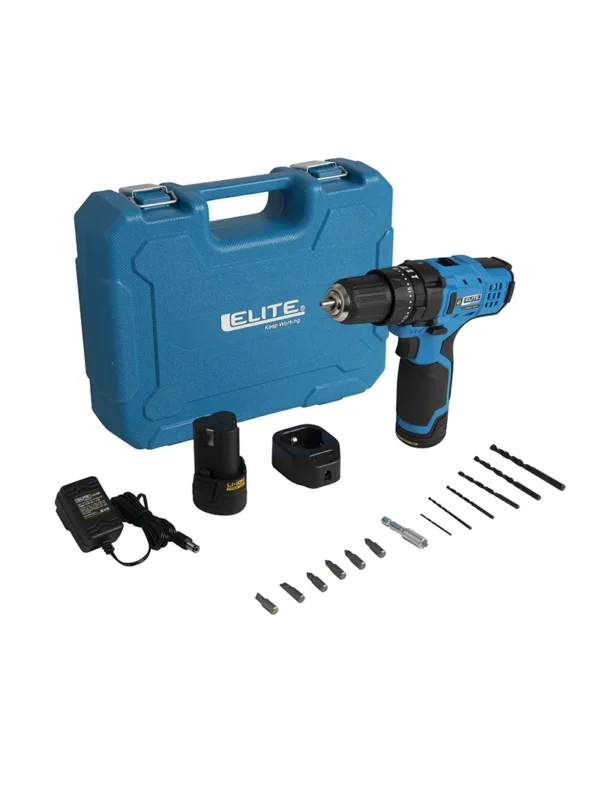 TALADRO INALÁMBRICO PERCUTOR 12V 38 CON 2 PILAS ELITE CID12