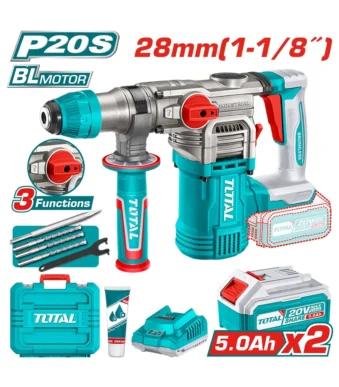 ROTOMARTILLO SDS PLUS 4.5 JULES 2 BATERIAS 5.0 AH, 1 CARGADOR INDUSTRIAL TOTAL (UTRHLI202885)