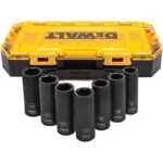 LLAVE COPA IMPACTO LARGA 12 SET DE 7 PIEZAS 17mm A 24mm DEWALT DWMT74737