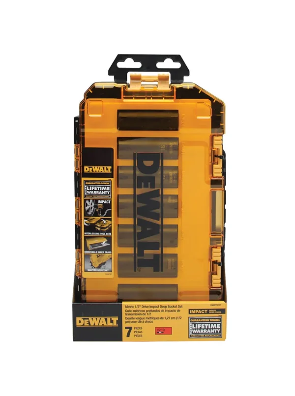 LLAVE COPA IMPACTO LARGA 12 SET DE 7 PIEZAS 17mm A 24mm DEWALT DWMT74737