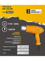 PISTOLA DE CALOR 1800W 300550° FURIUS FHG19