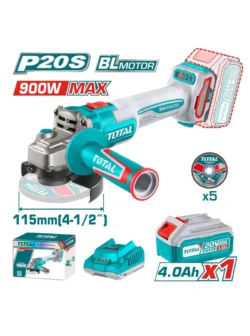 PULIDORA INALÁMBRICA MINI 20V 4 .12 900W + CARGADOR Y BATERÍA 4Ah + 5 DISCO TOTAL UTAGLI261521