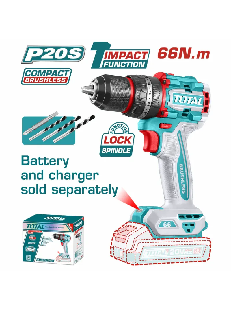 TALADRO INALÁMBRICO PERCUTOR 12 66 Nm TOTAL TIDLI206681 (2) TALADRO INALÁMBRICO PERCUTOR 12 66 Nm TOTAL TIDLI206681