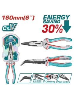 alicate de punta curva industrial 6 pulgadas Total THT24616S para trabajos de precisión y sujeción