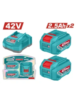 batería 42V 2.5Ah con cargador de carga rápida Total UTFBCPM25221 para herramientas inalámbricas