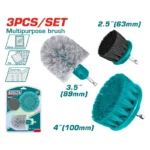 juego de 3 cepillos multipropósito para taladro Total TACB0301 para limpieza de superficies