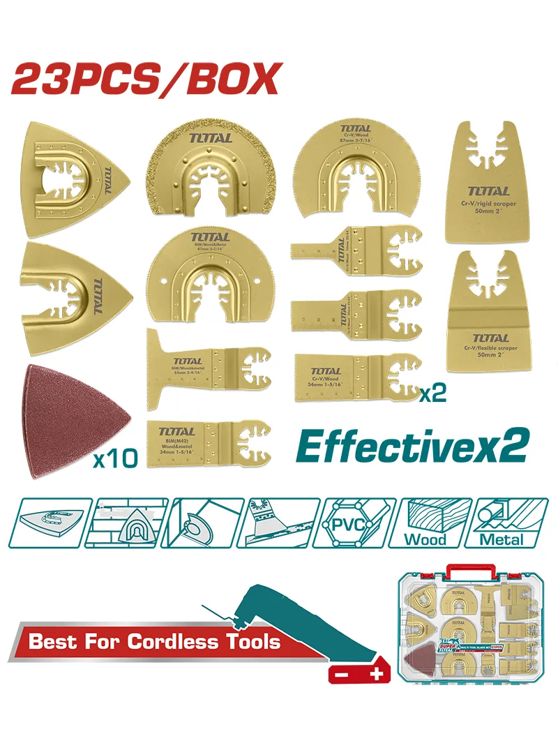 CUCHILLAS PARA MULTIHERRAMIENTA JUEGO DE 23 PIEZAS TAKTMT2301 CUCHILLAS PARA MULTIHERRAMIENTA JUEGO DE 23 PIEZAS TAKTMT2301