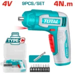 DESTORNILLADOR INALÁMBRICO 4V + PUNTAS TOTAL TSDLI0458