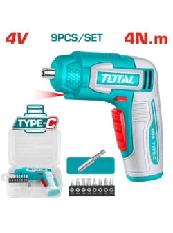 DESTORNILLADOR INALÁMBRICO 4V + PUNTAS TOTAL TSDLI0458