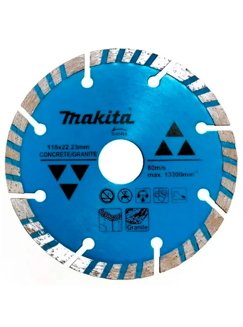 DISCO DIAMANTADO TURBO SEGMENTADO PARA CONCRETO Y GRANITO 4-1:2D-41420 MAKITA DISCO DIAMANTADO TURBO SEGMENTADO PARA CONCRETO Y GRANITO 4-1/2"D-41420 MAKITA