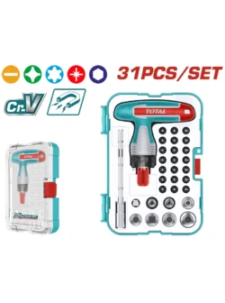 JUEGO DE DESTORNILLADOR + PUNTAS 31 PIEZAS 1/4" TOTAL TACSD30316