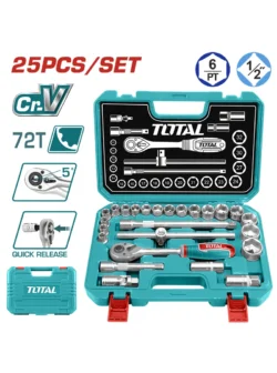 JUEGO DE LLAVE COPA 25 PIEZAS + RACHET TOTAL THT121251