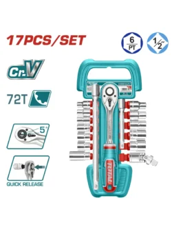JUEGO DE LLAVE COPA Y RACHET 17 PIEZAS 12 10 A 24MM TOTAL THT121171