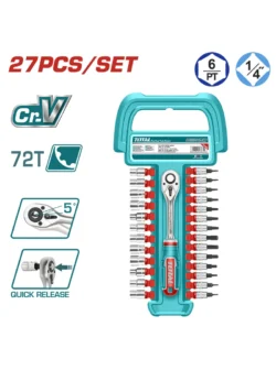 JUEGO DE LLAVE COPA y PUNTAS 27 PIEZAS 14 TOTAL THT141271