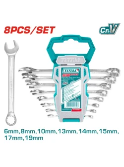 LLAVE COMBINADA JUEGO 6-19mm INDUSTRIAL 8PZ TOTAL THT102286-I