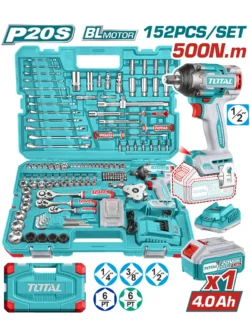 LLAVE INALÁMBRICA IMPACTO 500 Nm + BATERÍA + SET DE HERRAMIENTAS 152 PIEZAS TOTAL UTHKTHP31522