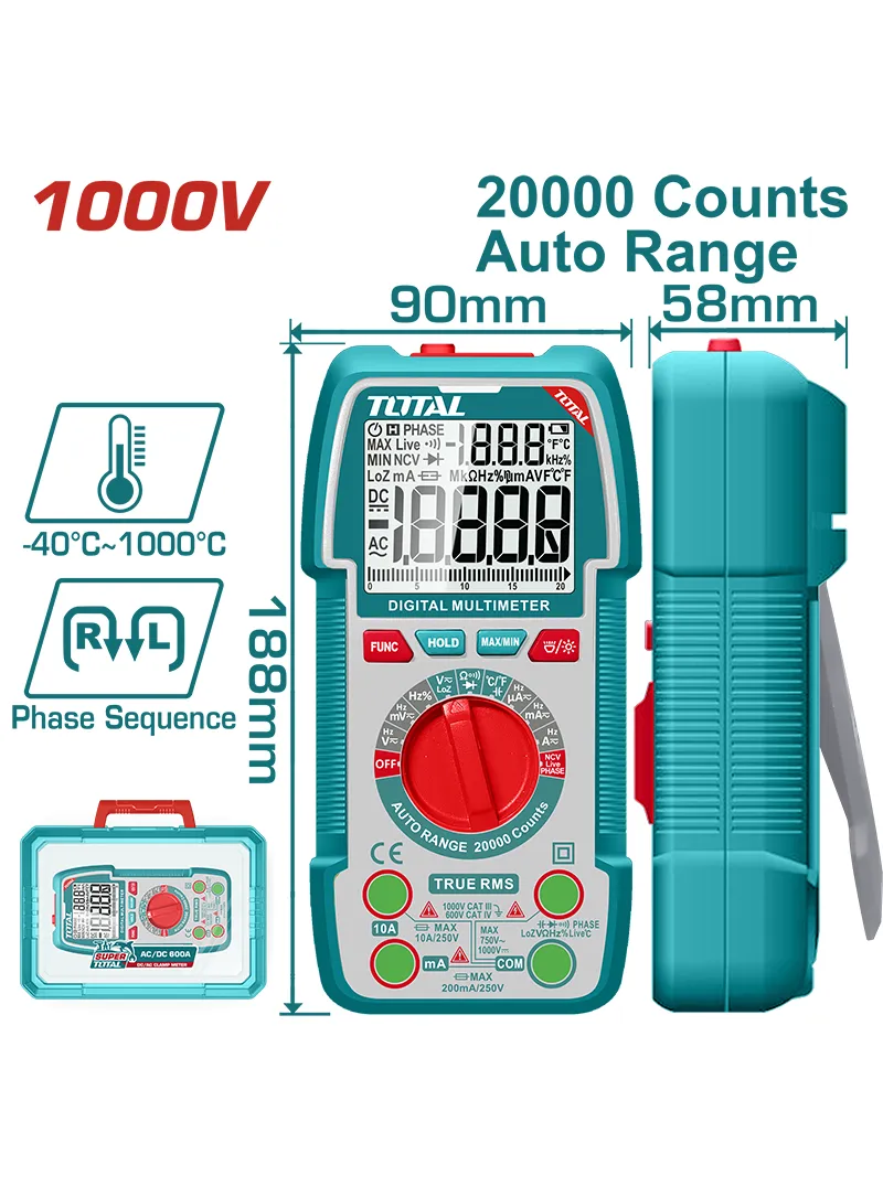 MULTIMETRO DIGITAL AUTORRANGO 1000V TOTAL TMT5410003 MULTIMETRO DIGITAL AUTORRANGO 1000V TOTAL TMT5410003
