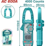 MULTIMETRO PINZA VOLTIAMPERIMETRICA 600 AMP TOTAL TMT766001