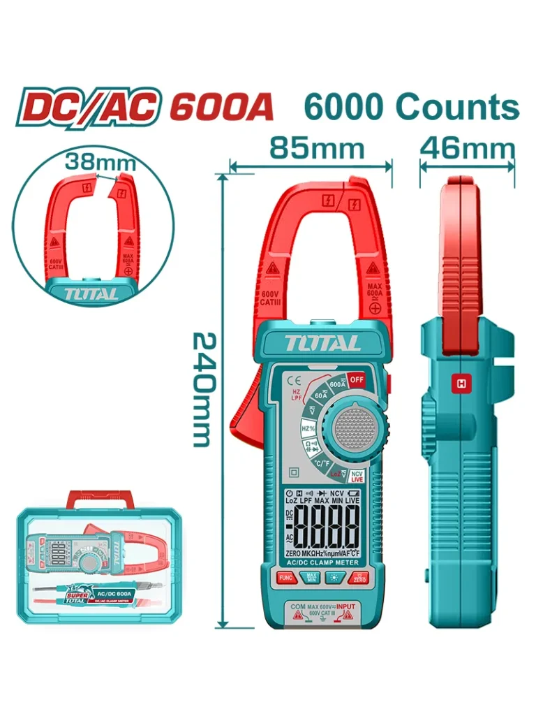 MULTIMETRO PINZA VOLTIAMPERIMETRICA DCAC 600AMP TOTAL TMT766002