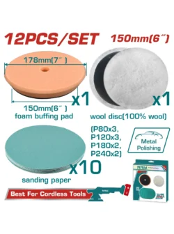 POMO PARA POLICHAR 6 SET 12 PIEZAS TOTAL TAC15012