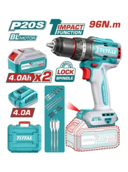 TALADRO INALÁMBRICO PERCUTOR 12 + BATERÍAS Y CARGADOR TOTAL UTIDLI20968